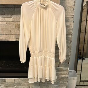 Cream Ruffled Tiered Sundress with Bishop Sleeves